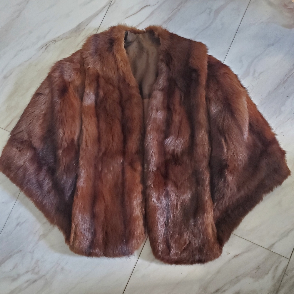 Real fur vintage shawl wrap